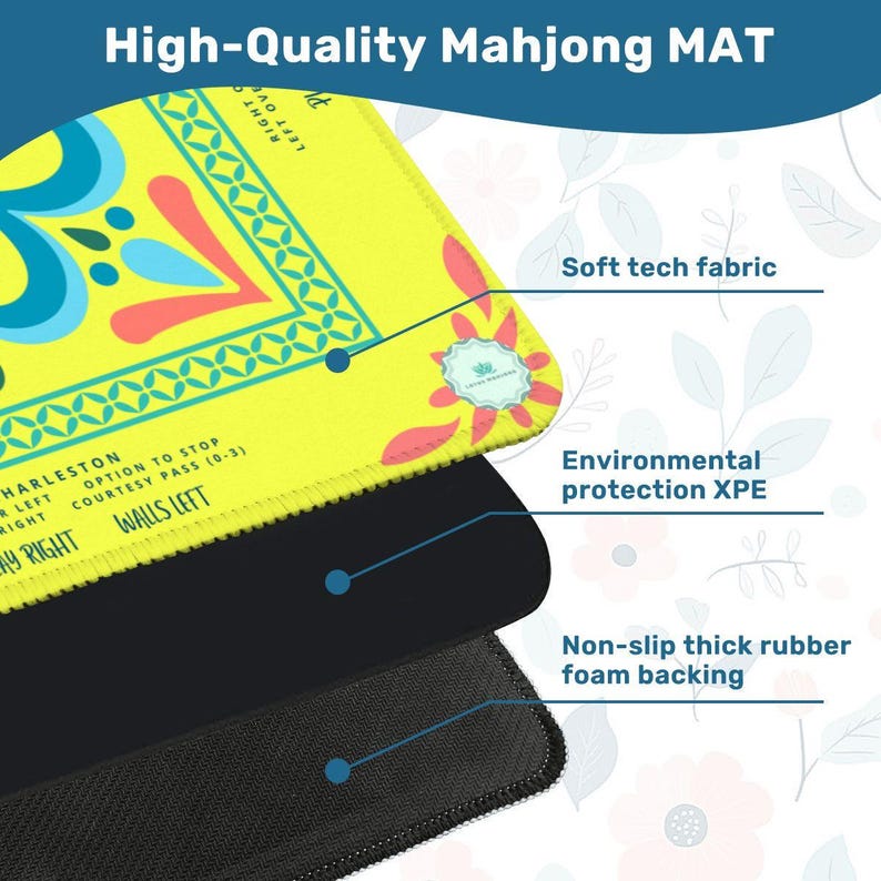 Mahjong Mat - Citron Mosaic | 31.5"Square 3mm Smooth Table mat Ships Rolled image 4