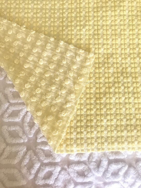 Vintage Chenille Bedspread Fabric Reversible Lemon Yellow Etsy