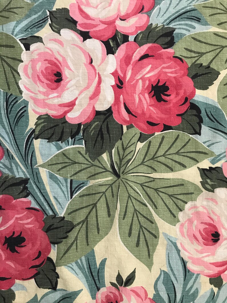 Vintage Barkcloth Fabric Panel 139 X 161/2 Etsy