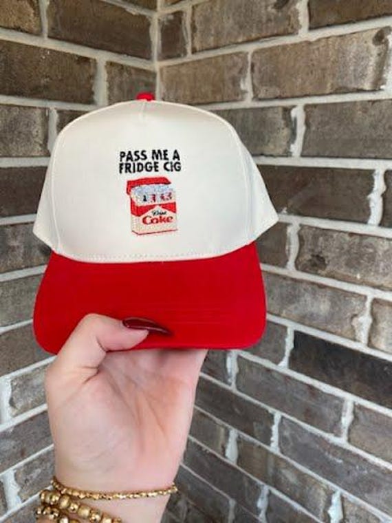 fridge cigarette hat Cig Made of a 65% polyester 35% cotton blend Fridge Cigarette Diet Coke Embroidered
