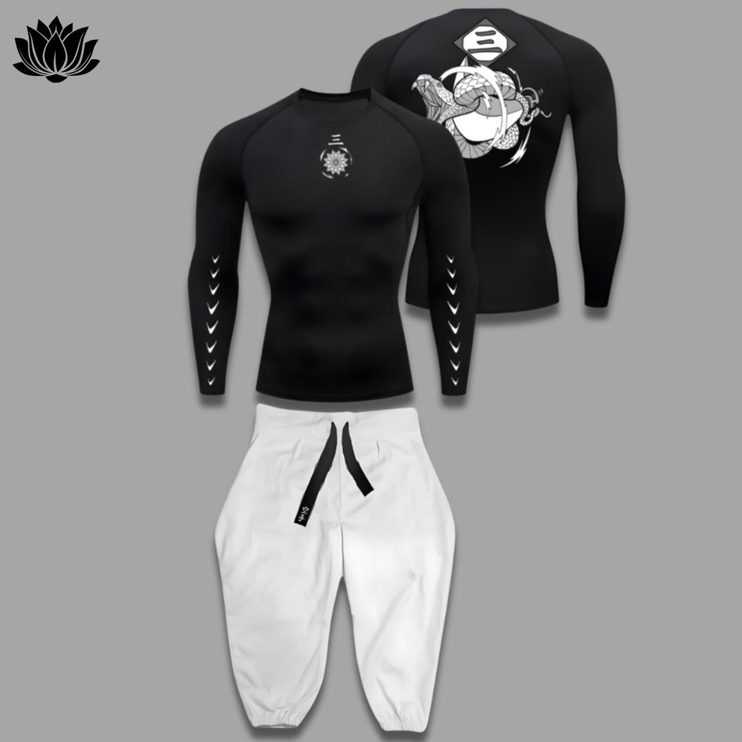 Anime Special Gym Wear Set, Long Sleeve Compression Shirt + Baggy Pants ...