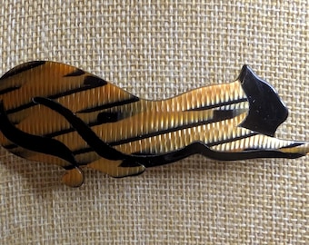 Vintage Lea Stein Paris Crouching Cat Brooch