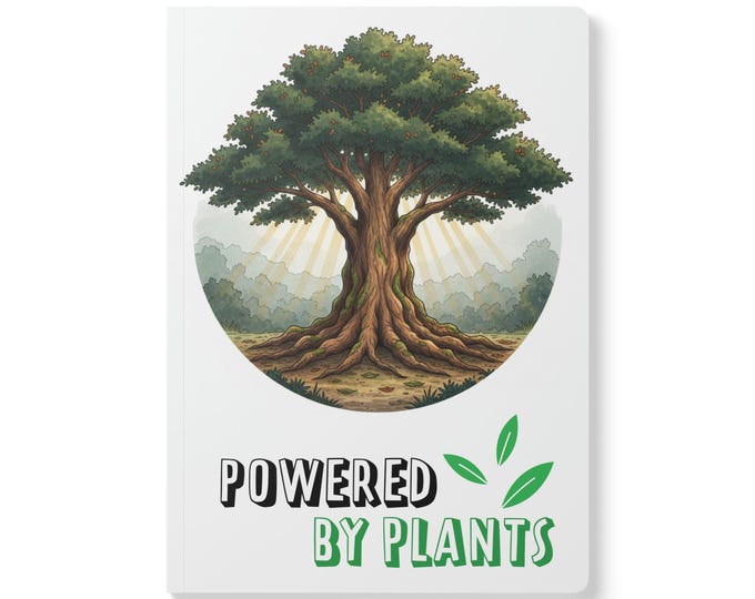 Personalized Powered by Plants Softcover Journal | Tree Illustration, Botanical Notebook