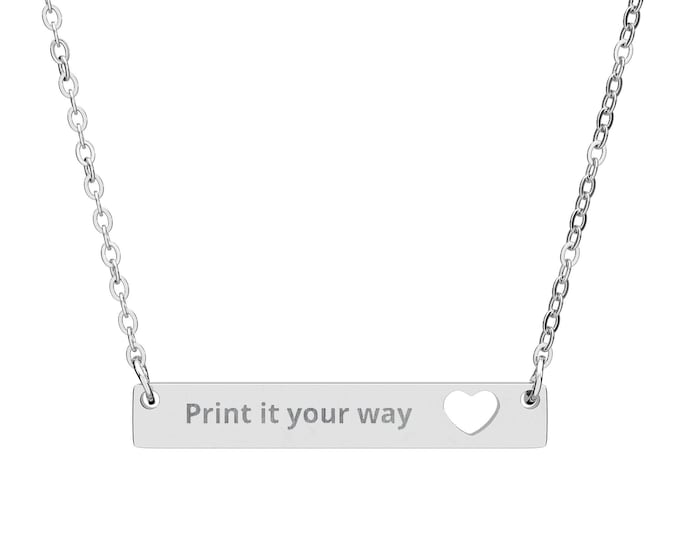 Cutout Heart Engraved Bar Necklace | Personalized Name Bar Necklace
