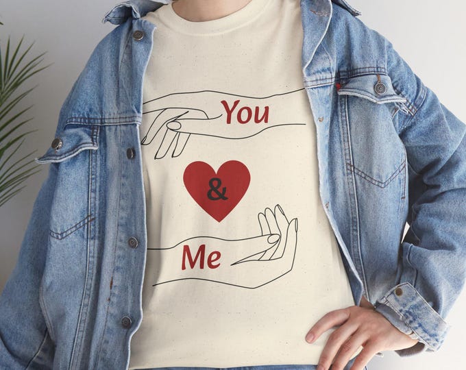 Couple Heart Hands Cotton T-Shirt | Love Buds Graphic Tee, Matching Design