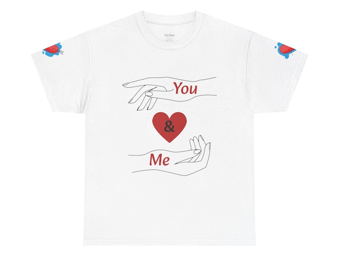 Couple Heart Hands Cotton T-Shirt | Love Buds Graphic Tee, Matching Design