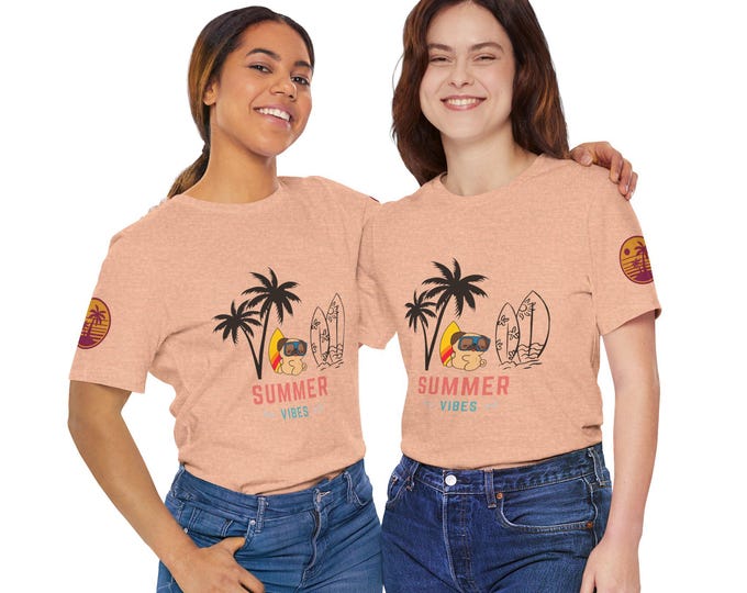 Summer Vibes Surf Palm Tee | Beach Umbrella Chair Sunset T-Shirt