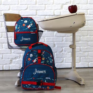 Kids Backpack and Lunch Box Set, Personalized Backpack Full Size Kids School Backpack.Boys&#39; Backpack Set. Space pattern
