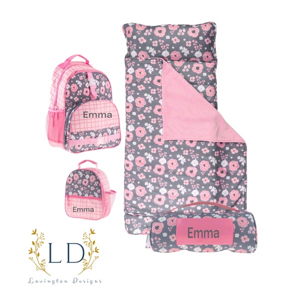 Toddler Nap Mat , Monogram Backpack and Insulated Lunch box all in one set for kids. Personalized Back to School Set