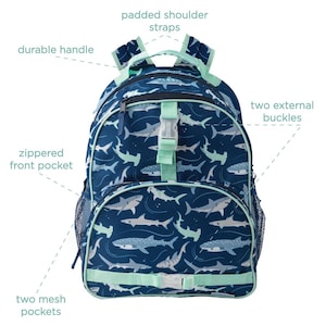 Kids Backpack and Lunch Box Set, Personalized Backpack Full Size Kids School Backpack.Boys' Backpack Set. Sharks image 13