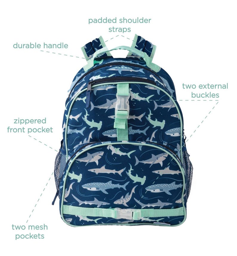 Kids Backpack and Lunch Box Set, Personalized Backpack Full Size Kids School Backpack.Boys' Backpack Set. Sharks image 13