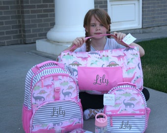 Napmat and Backpack Set, Dinosaur Backpack Set Personalized, Lunch Box Included. This is such a cute Girl Backpack.
