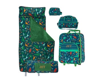 Kids Travel Bag Set, Toddler Rolling Luggage, Little Boys Personalized Duffle Bag, Kids Toiletry Bag, Personalized Nap Mat FULL SET