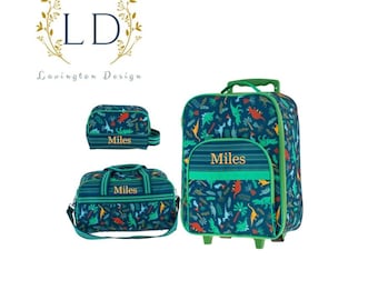Kids Travel Bag Set, Toddler Rolling Luggage, Little Boys Personalized Duffle Bag, Kids Toiletry Bag, Personalized FULL 3 pc. SET