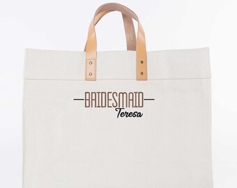 Tote Bag Canvas,  Bridesmaid gift  Large Canvas Tote Bag Personalized with Embroidery, Heavy Weight Canvas Bag