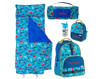 Personalized Backpack and Lunch Box , Stephen Joseph NEW SHARK design from Deep Under the Sea-Octopus| Nap Bat | Pre-school Set| Monogrammed