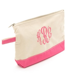Make Up Bag Personalized, Monogram Make up Bag, Make up Bags for Teens, Flat Lay Make up Bag, Canvas Make up Bag, Cosmetic Bag for Ladies