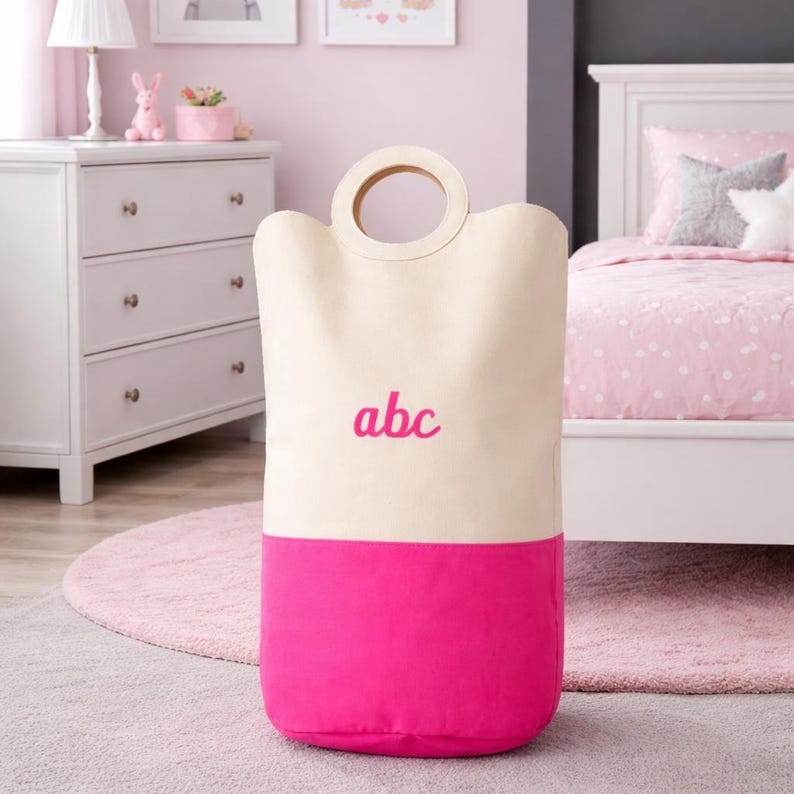 canvas laundry bag personalized with embroidery