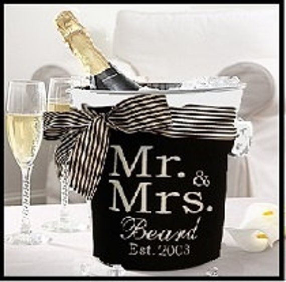 Lucite Ice Bucket with Slip cover Monogrammed Wedding Decor Etsy