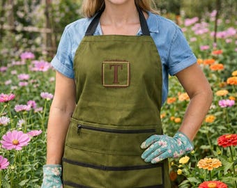 Utility Apron , Monogrammed Utility Apron, Gardening Apron, Monogrammed Gardening Apron,Personalized Apron, Personalized Garden Apron