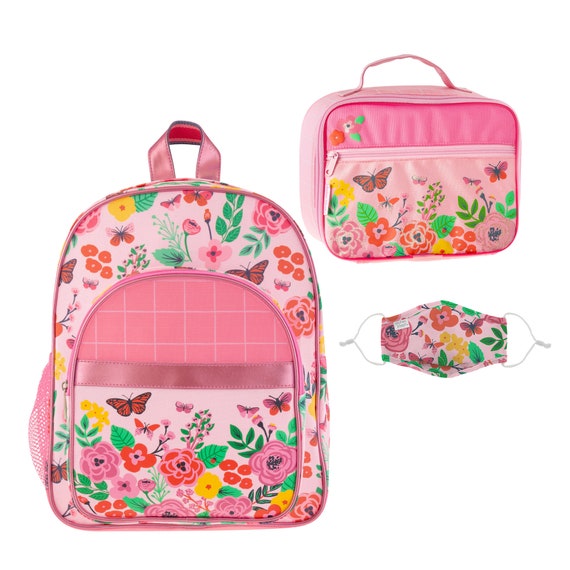 Toddler Backpack Monogrammed Toddler Lunch Box Kids Face Mask Pre-school  Set Age Group 3-6 Years Butter Fly Backpack for Little Girl 