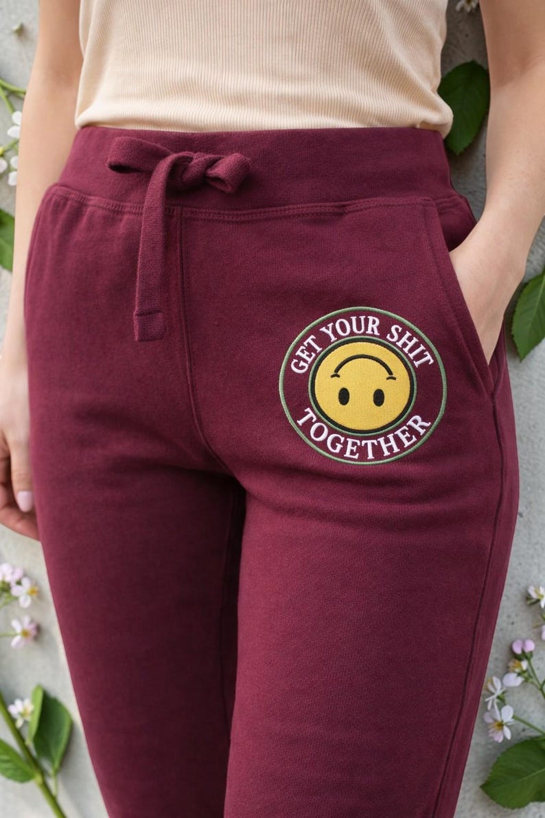 Funny Sweatpants with Meme, Unisex Jogger Style Sweatpants with an Embroidered image 1
