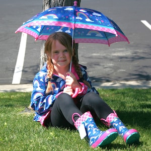 Gilrs Rain Coat, Girls Rain Jacket, Personalized Rain Jacket, Rainbow Rain Jacket, Grey Rain Jacket, Toddler Rain Coat, Boots, Umbrella Set