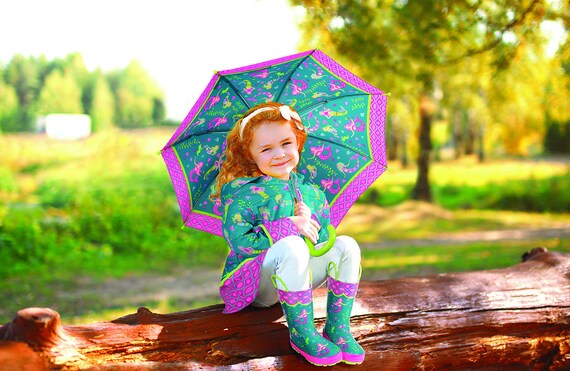 girls rain boots and jacket