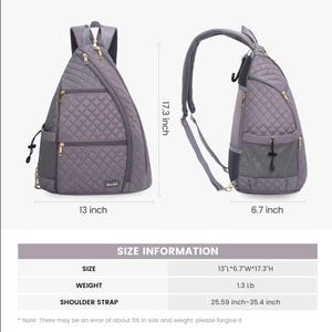 K&ouml;nnte beinhalten: Graue gesteppte Schultertasche mit Rei&szlig;verschlussfach und Kordelzug. Die Tasche ist 13 Zoll breit, 6,7 Zoll tief und 17,3 Zoll hoch. Sie wiegt 1,3 Pfund und hat einen verstellbaren Schultergurt, der von 25,59 bis 35,4 Zoll lang ist.