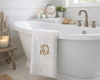 Monogrammed Bath Towels: One Monogrammed Towel or Set of Two, you can choose.