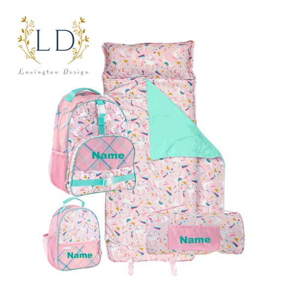 Personalized Kids Backpack and Lunch Box set with Matching Nap Mat perfect back to School Set for little Girls