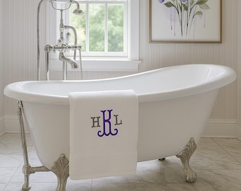 Monogrammed Bath Towels: One Monogrammed Towel or Set of Two, you can choose.