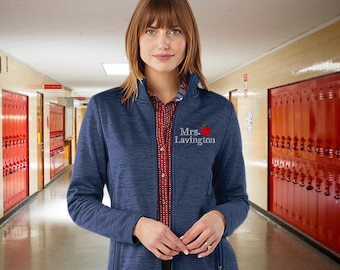 Custom Embroidered Teacher Jacket Fleece Teacher Jacket, Great Gift for Teacher- Full Zip Jackets