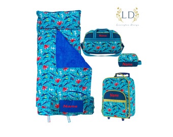 Toddler Rolling Luggage, Toddler Nap Mat, Toddler Duffle Bag and Childs Toiletry Bag and in one set with Personalizing Available