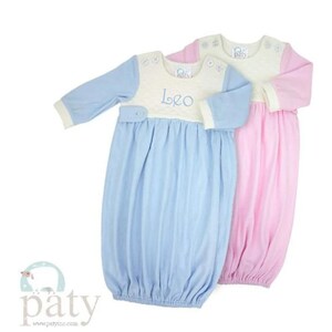 Personalized Monogrammed Baby Gown Home Coming Boy Girl Unisex Cotton Cloths Embroidered