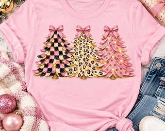 Girly Christmas Trees Graphic Apparel