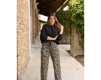 The Tricia - Leopard Wide Leg Lounge Pants