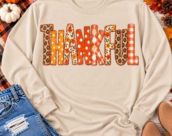 Thankful Patchwork Graphic Apparel