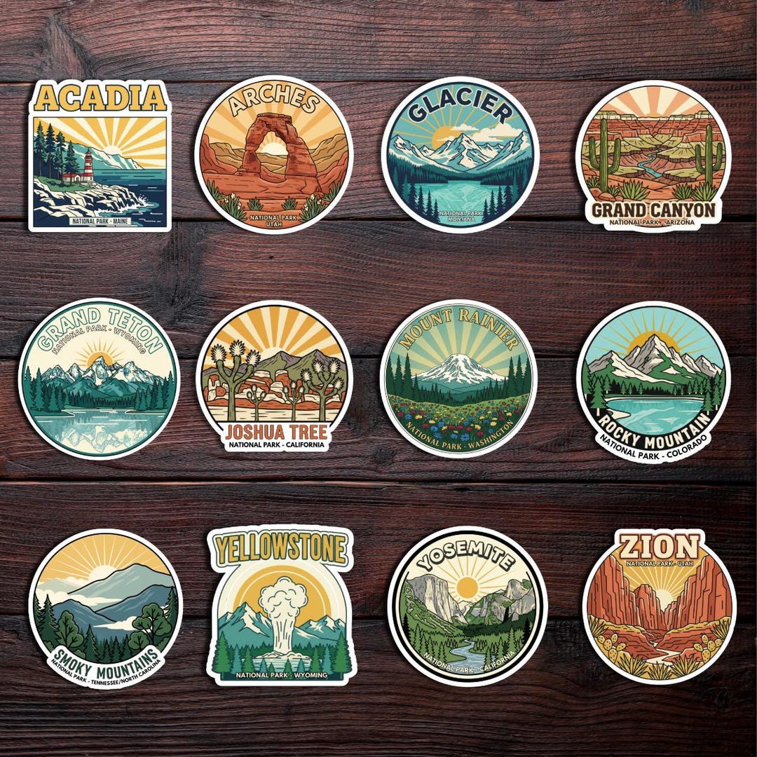 National Parks Stickers | Waterproof Matte Laminated Vinyl Sticker ...