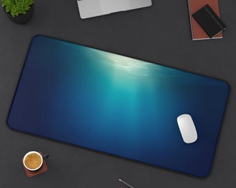 Underwater Light Rays Desk Mat | Ocean Blue Mouse Pad