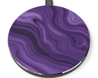 Purple Marble Swirl Wireless Charger | Abstract Fluid Art Phone Charger