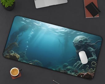 Deep Sea Monster Desk Mat | Underwater Creature Mousepad