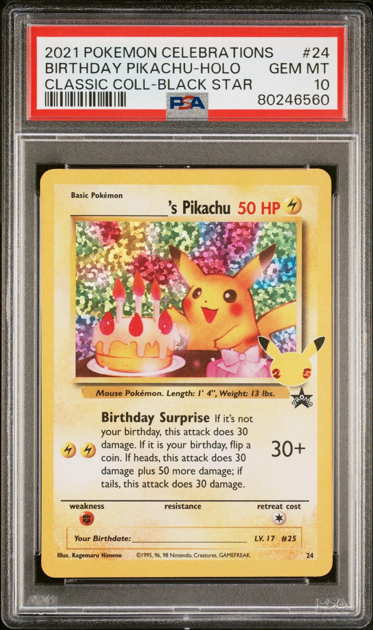 2021 Pokémon Birthday Pikachu　PSA10 2021 Pokemon Celebrations Birthday Pikachu-holo Classic Coll-black