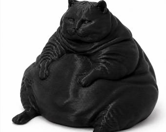 Fat nice black Cat – Useless but very Necessary for your home | Funny Black Cat Decor | 4 Inch Desk Shelf Figurine