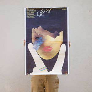Original UdSSR Film Poster Soblazn Versuchung. Love story Plakat In Russisch 1987. Post perestrojka Kinoplakat selten. Geschenk Film Liebhaber