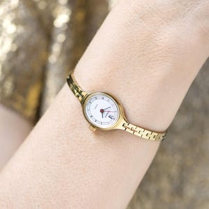 Cocktail wristwatch for women Seagull, quartz lady watch bracelet gold shade, Roman numerals watch oval jewelry lady gift