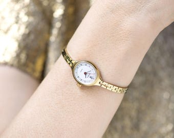Cocktail wristwatch for women Seagull, quartz lady watch bracelet gold shade, Roman numerals watch oval jewelry lady gift
