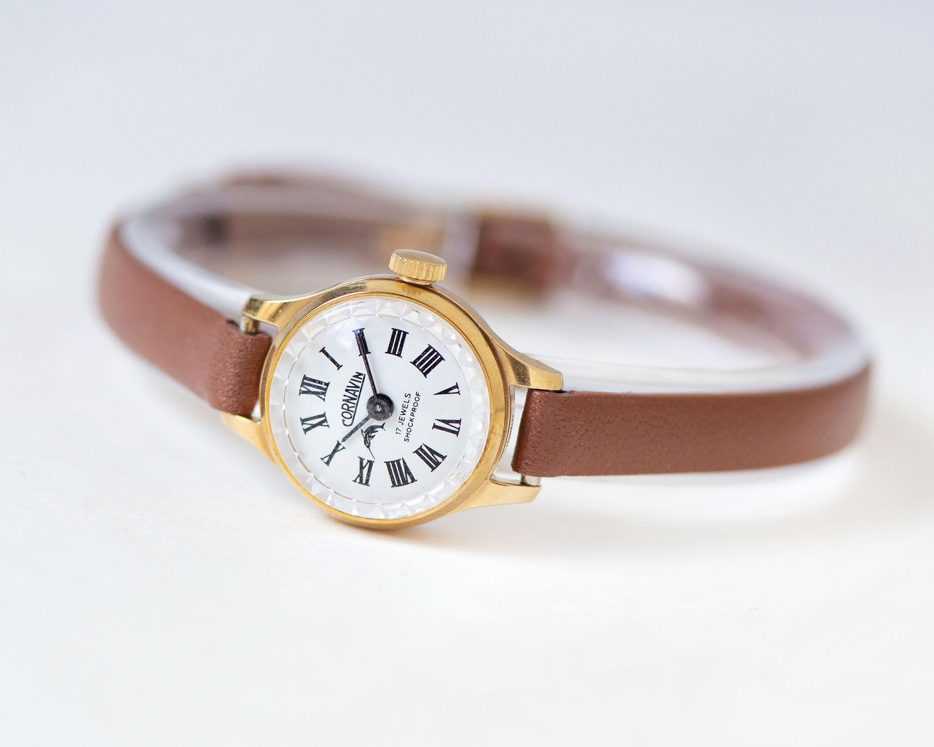 Vintage Women Watch Small Gold Plated CORNAVIN Gift, Lady