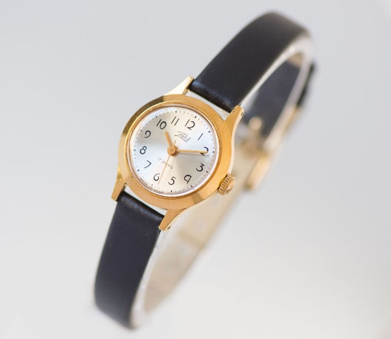 Minimalist women watch gold plated Dawn, Arabic numerals lady watch, preppy watch delicate gift jewelry classic, new premium leather strap