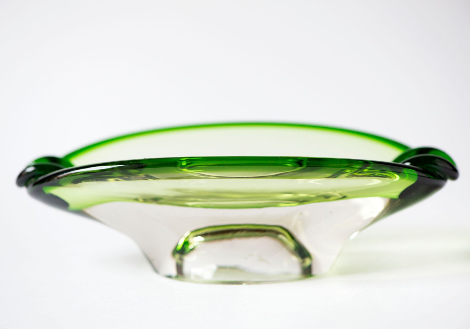 Green Handblown Glass Ashtray Vintage Transparent Ashtray 2 Etsy